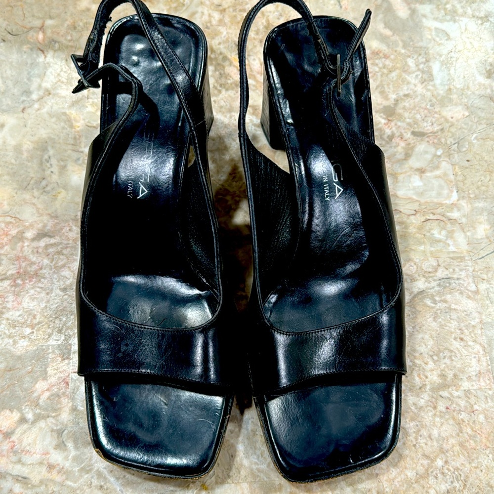 Via Spiga 6m black block heels made in Italy